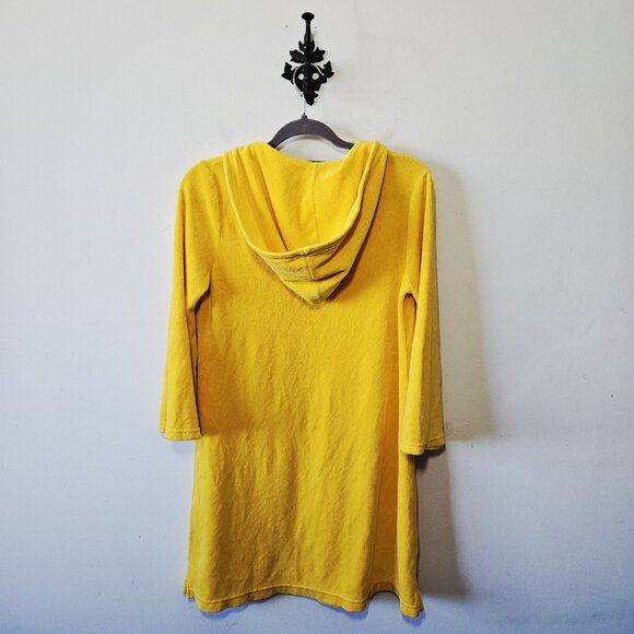 Vtg 2000's Juicy Couture Terry Cloth Swim Coverup Size M Yellow Hoodie Beach - Picture 3 of 6